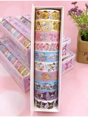 Hello Kitty, Kuromi & My Melody Washi Tape Set 10 Rolls Crafters Gifts